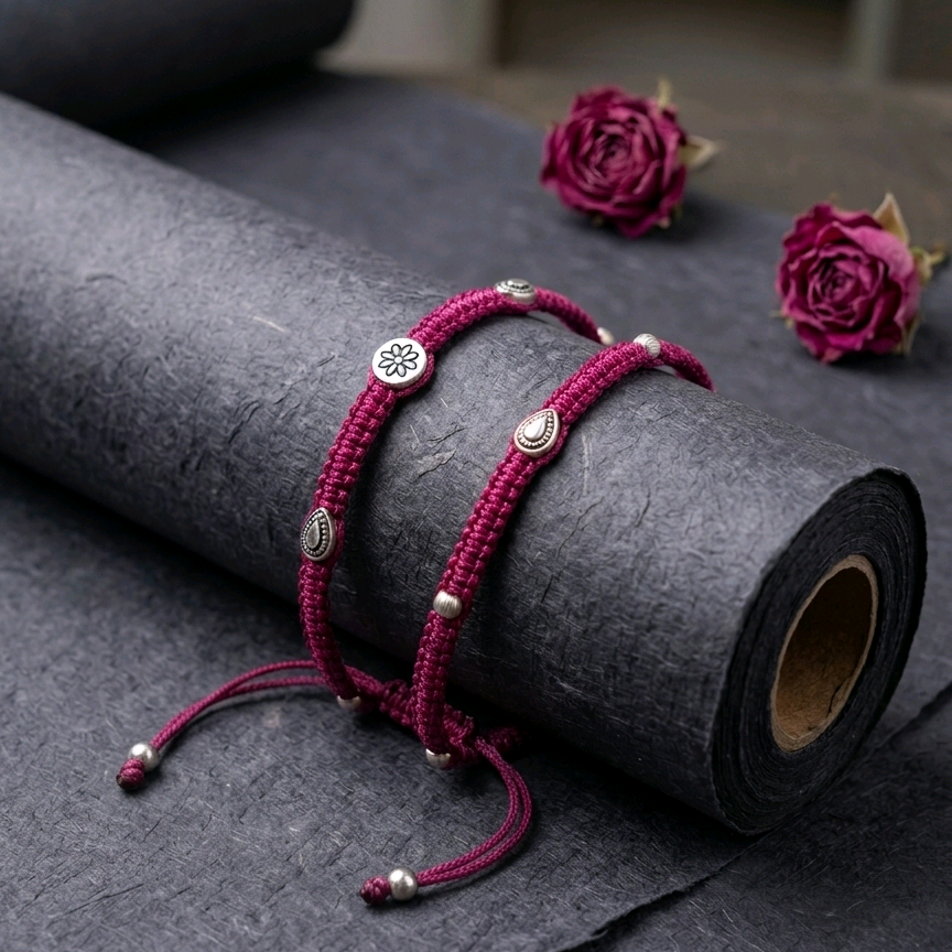 Macrame Silver Thread Anklets 